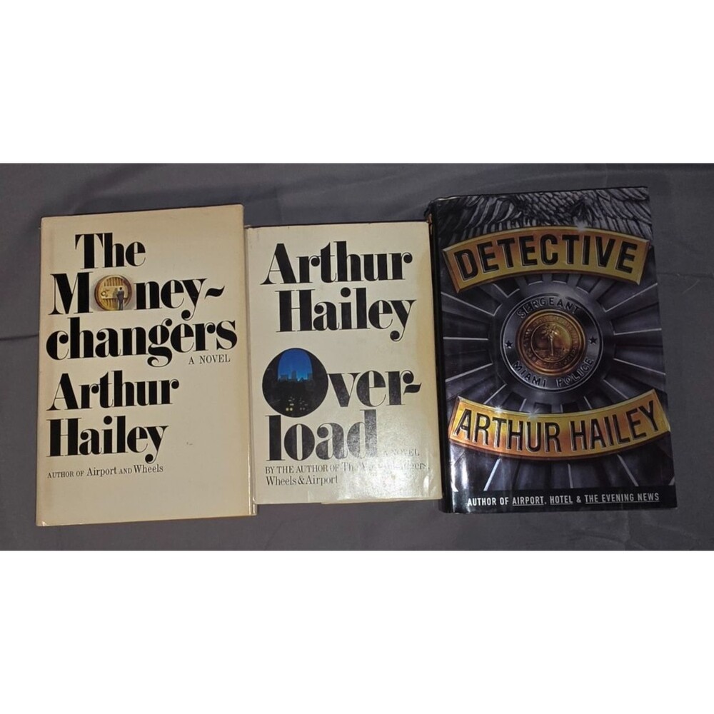 Lot of 3 Arthur Hailey Hardcover Detective 1st Edition Overload Moneychangers
